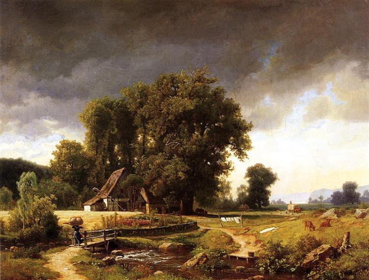 Albert Bierstadt Painting Westphalian Landscape